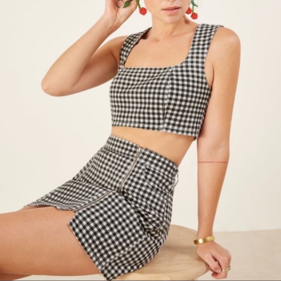 gingham skirt set